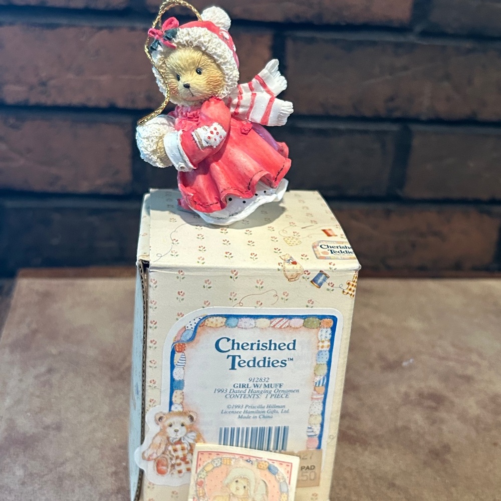 Cherished Teddies Girl with Muff Ornament NWT, 1993